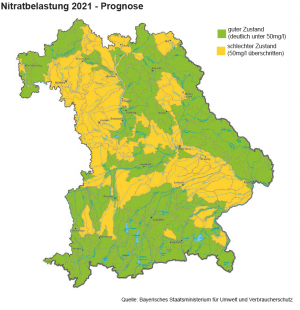 Nitratwerte in Bayern bis 2021