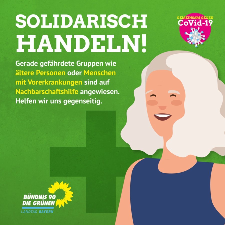 grafisches Bild mit der Botschaft: Gemeinsam gegen Covid-19 - Solidarisch Handeln